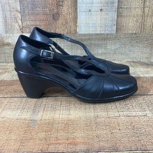Dansko Black Cutout Leather Mule Mary Jane Clogs
